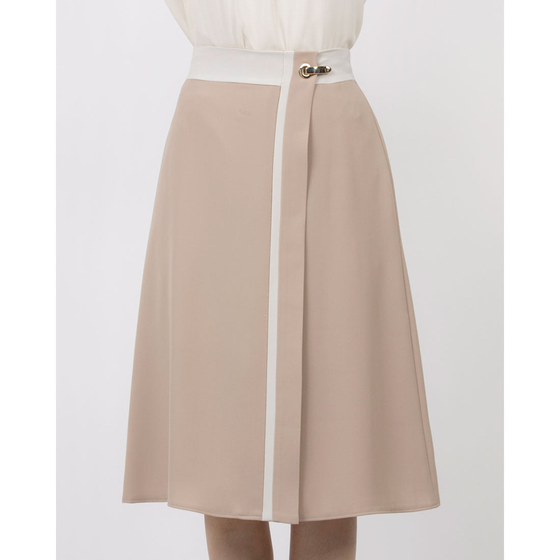 トーナル TONAL バイカラーハトメトラペーズスカート ベージュ