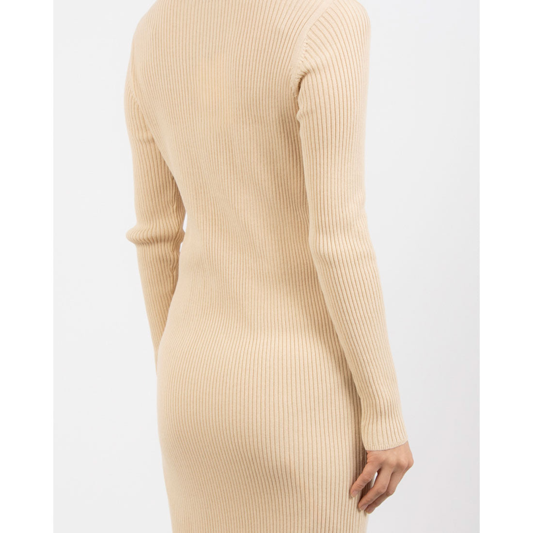 トーナル TONAL リブニットアシメネックワンピース ベージュ