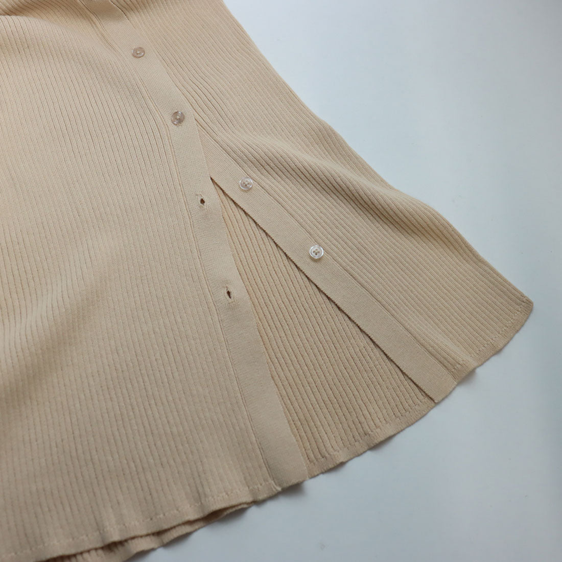 トーナル TONAL リブニットアシメネックワンピース ベージュ