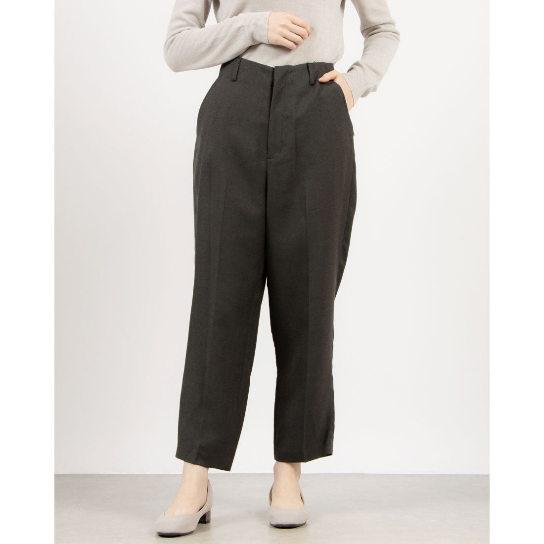 トーナル TONAL フェイクリネンペグトップパンツ ライトグレー