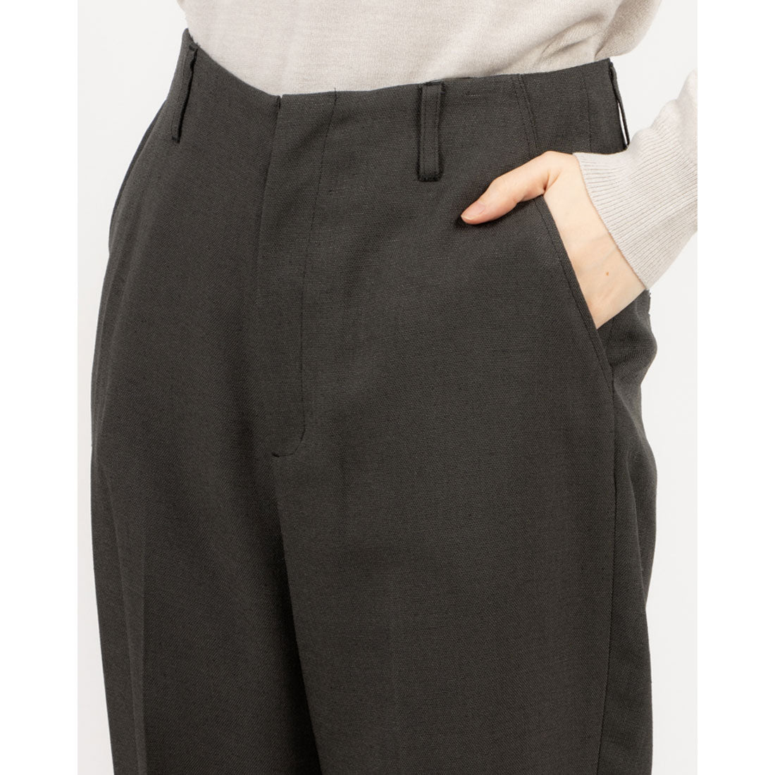 トーナル TONAL フェイクリネンペグトップパンツ ライトグレー