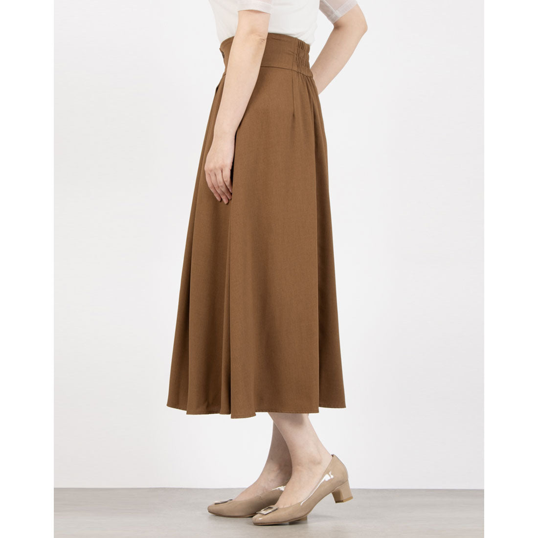 トーナル TONAL フロント釦タックフレアスカート