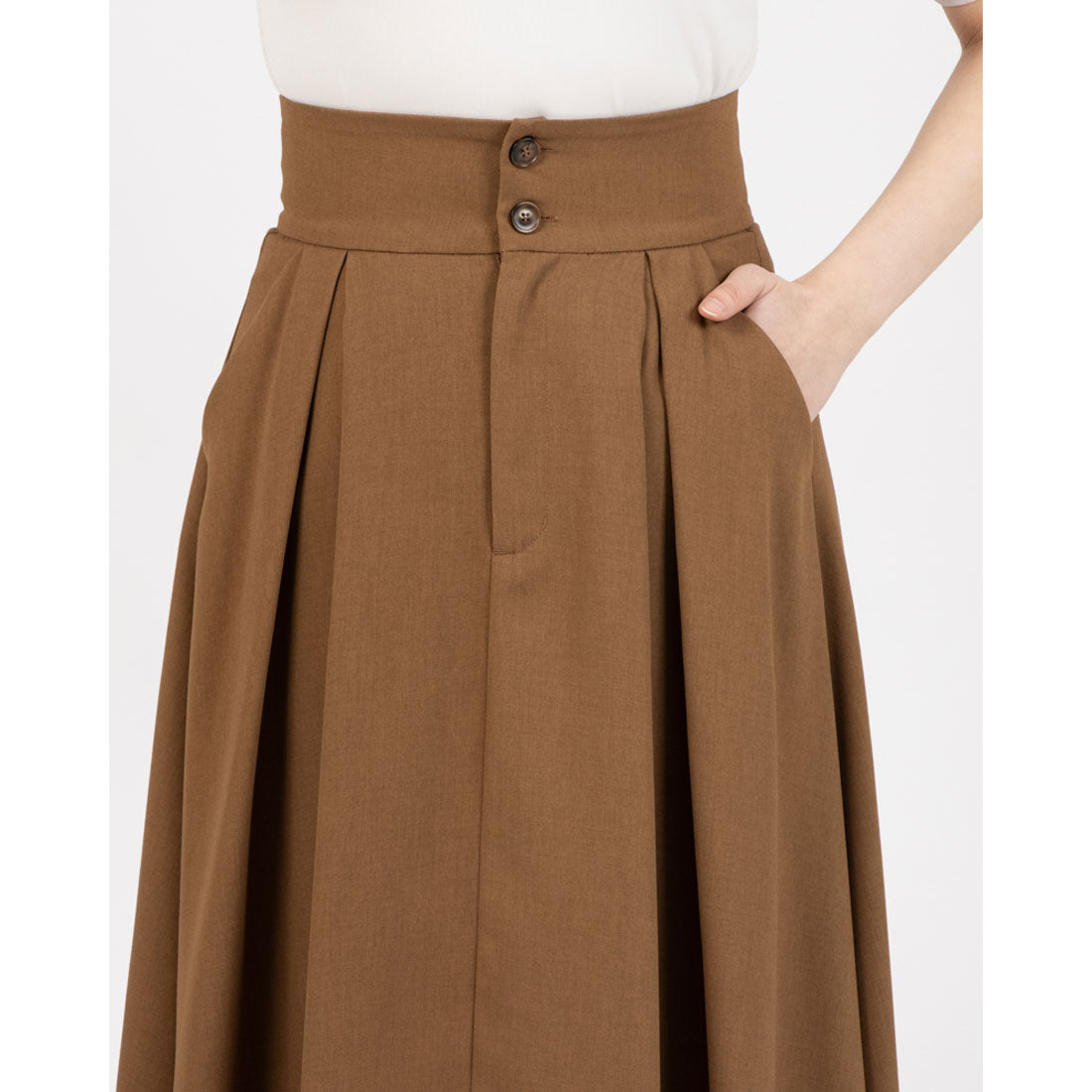 トーナル TONAL フロント釦タックフレアスカート