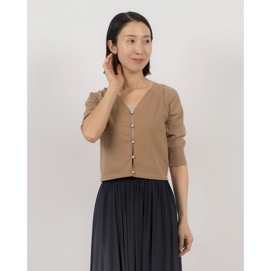 トーナル TONAL ショルダータックパールカーデ