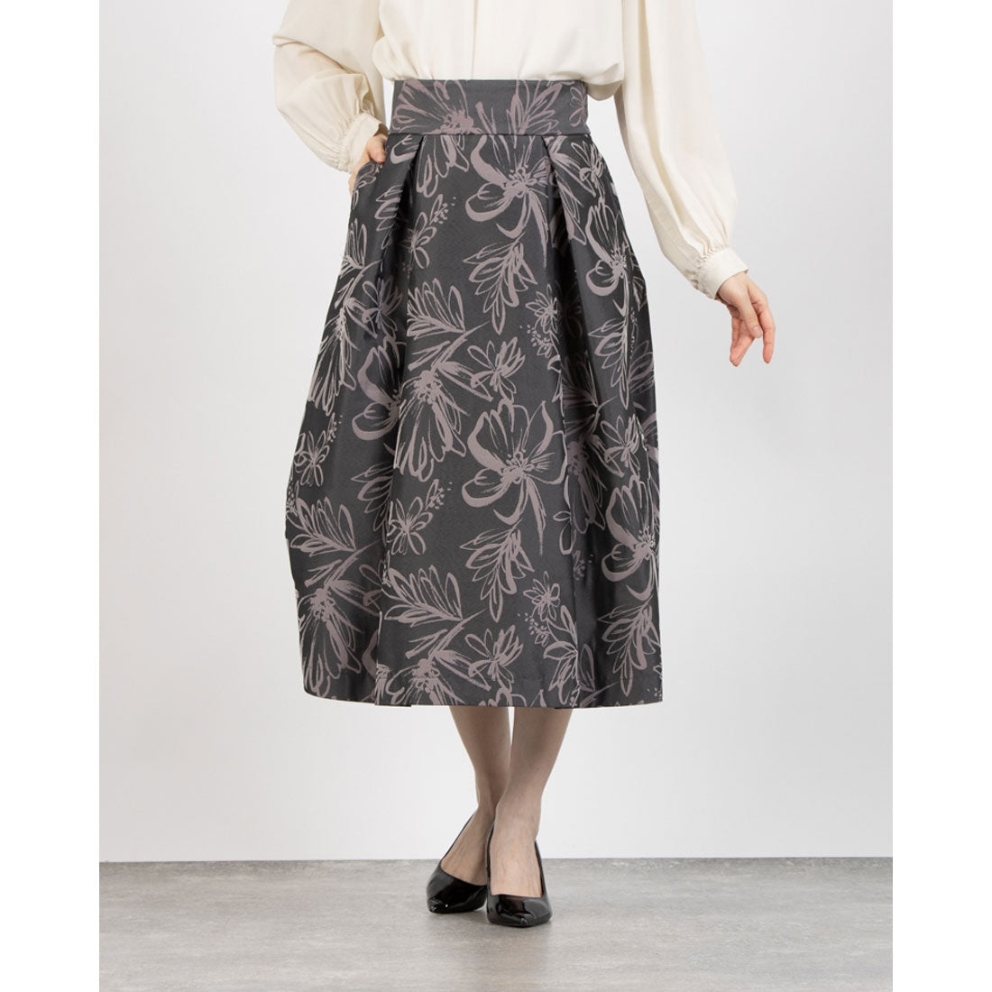 トーナル TONAL JQタックフレアスカート （グレー） グレー