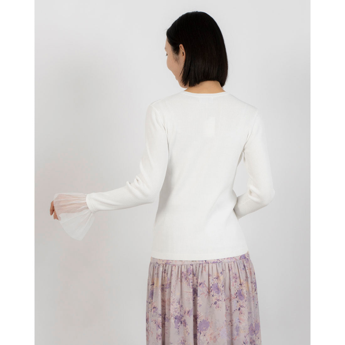 トーナル TONAL 袖チュールリブニット