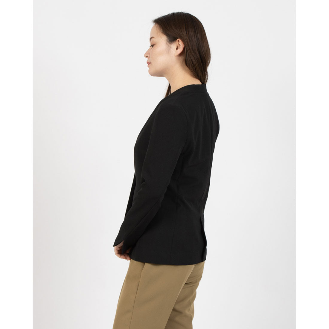 トーナル TONAL ウールライクストレッチノーカラージャケット （ブラック） ブラック
