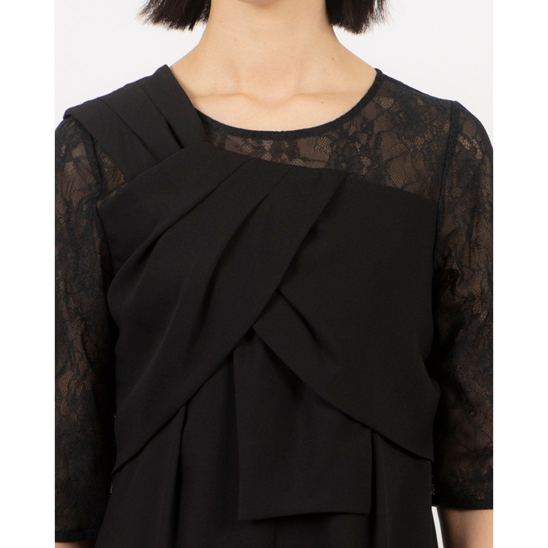 トーナル TONAL レース×ジョーゼットオールインワン （ブラック） ブラック