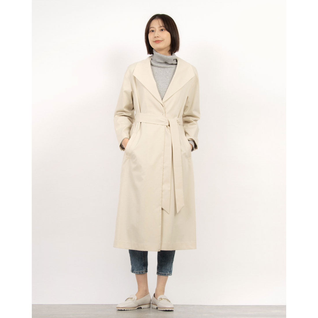 トーナル TONAL ビックラペル2WAYロングコート （ベージュ） ベージュ