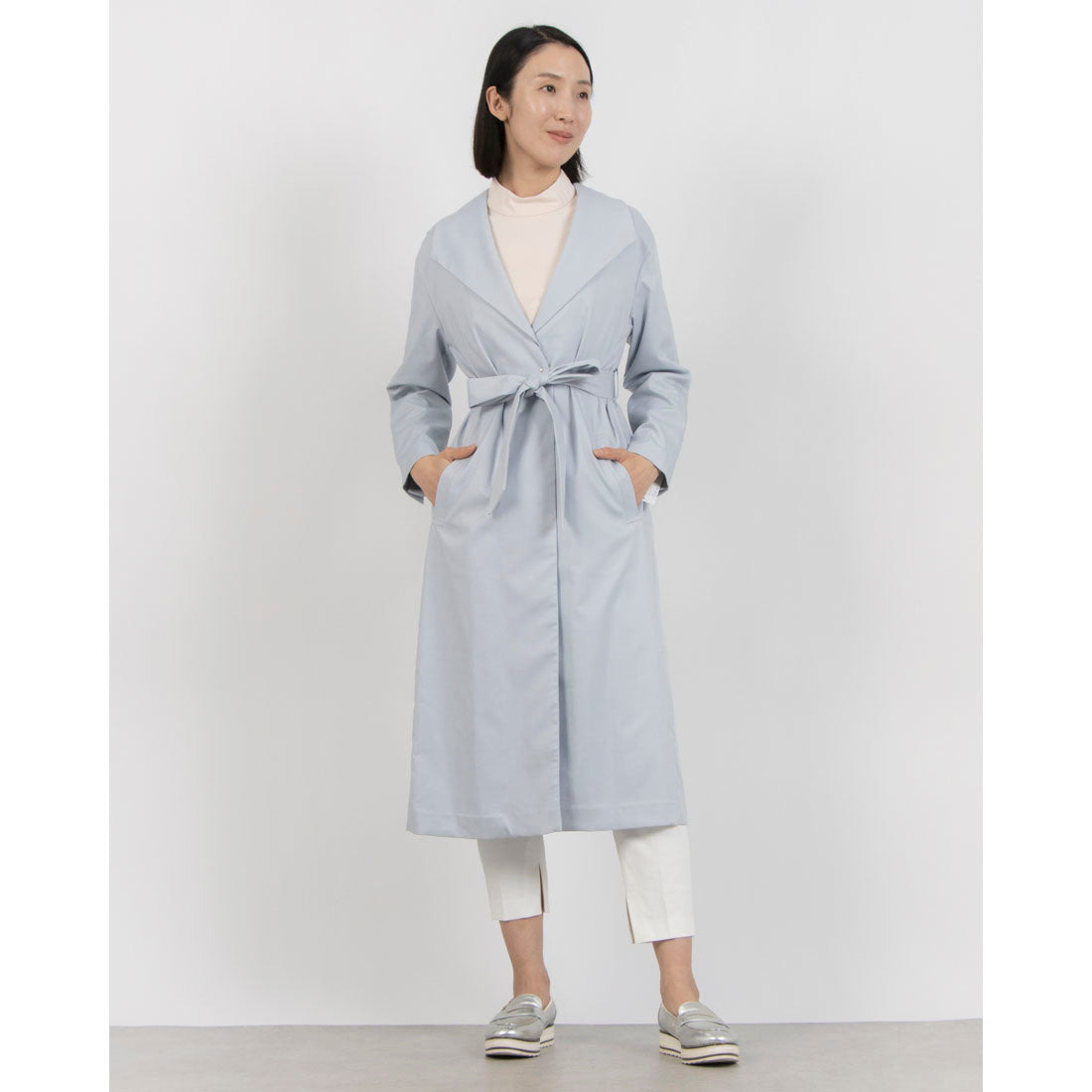 トーナル TONAL ビックラペル2WAYロングコート （アイスブルー） アイスブルー