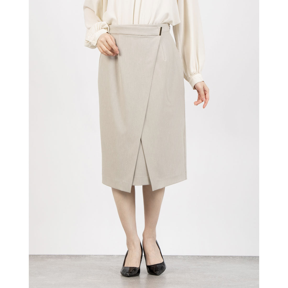 トーナル TONAL ウールライクストレッチアシメタイトスカート （ベージュ） ベージュ