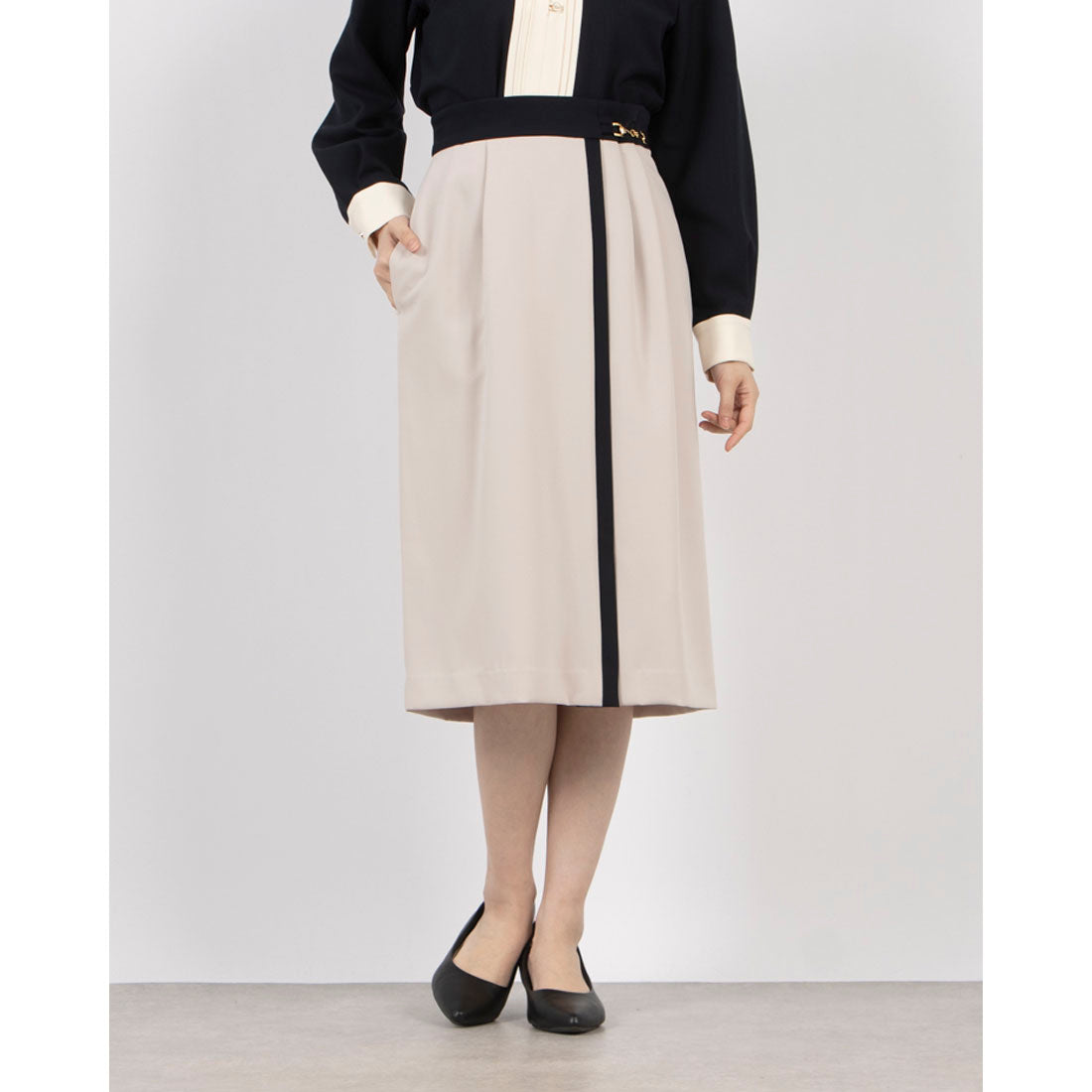 トーナル TONAL バイカラービットアシメタイトスカート