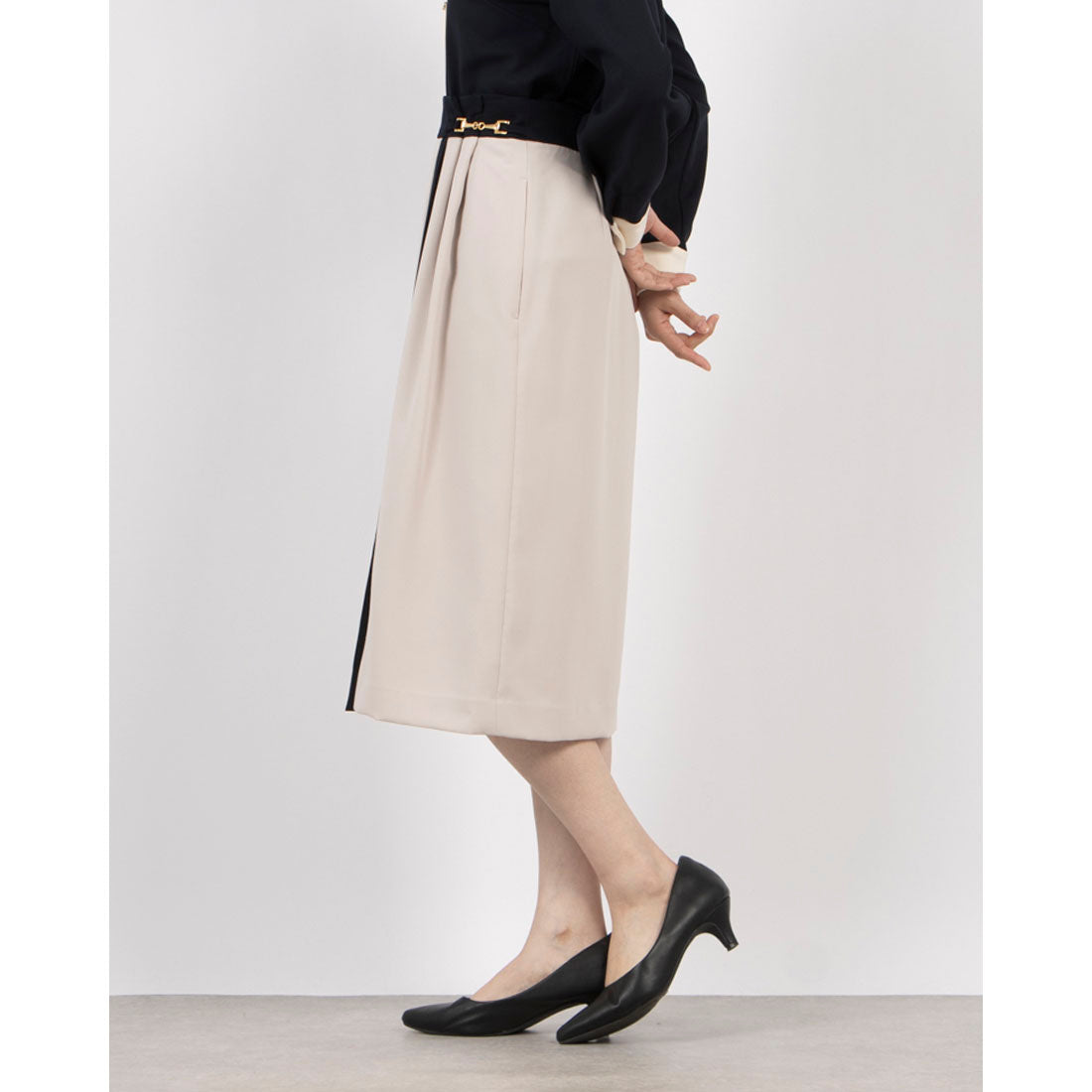 トーナル TONAL バイカラービットアシメタイトスカート