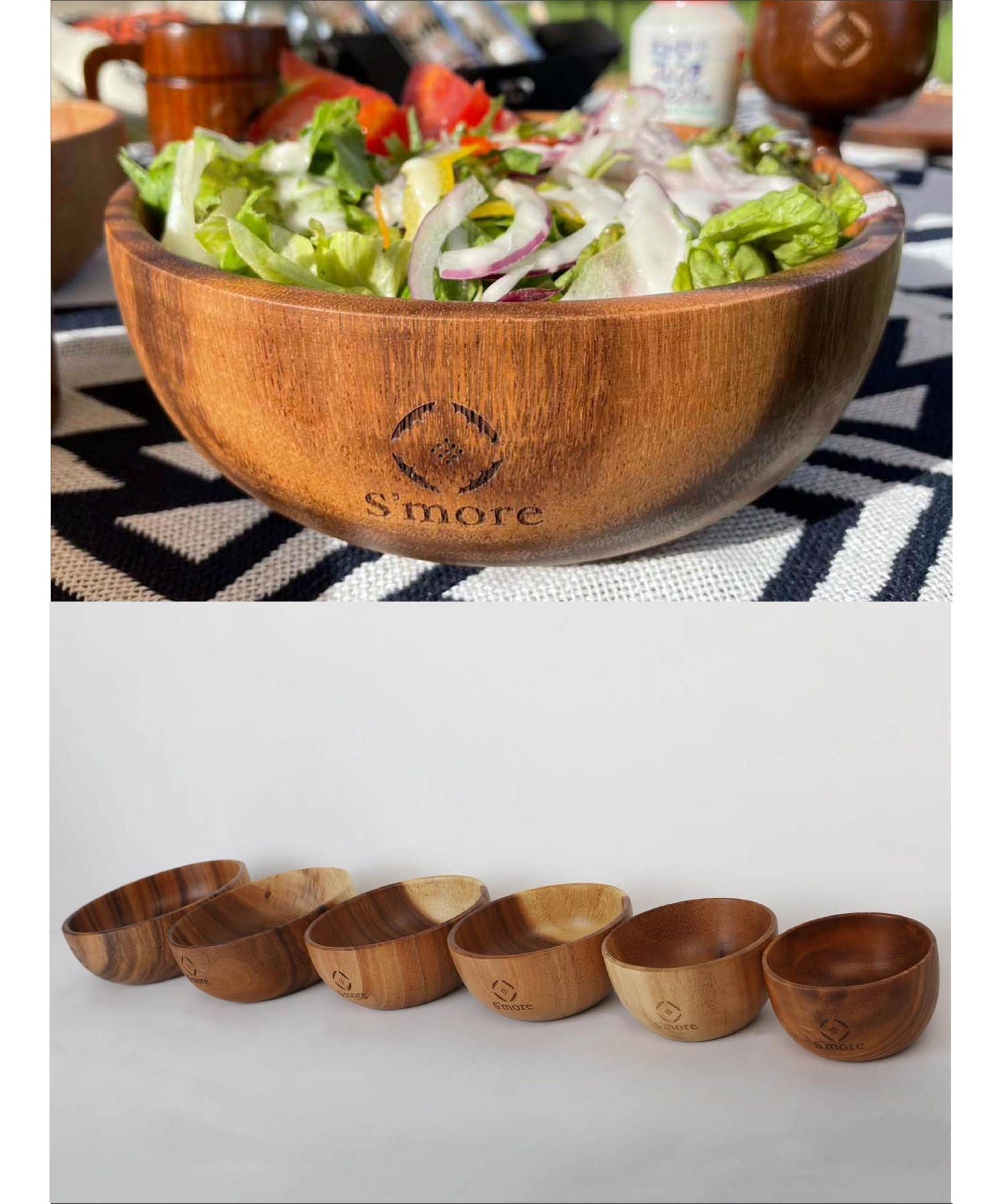 S'more S'more 【smore】S'more / Jenga Bowl 18×7.5cm Wooden Tableware Salad Bowl