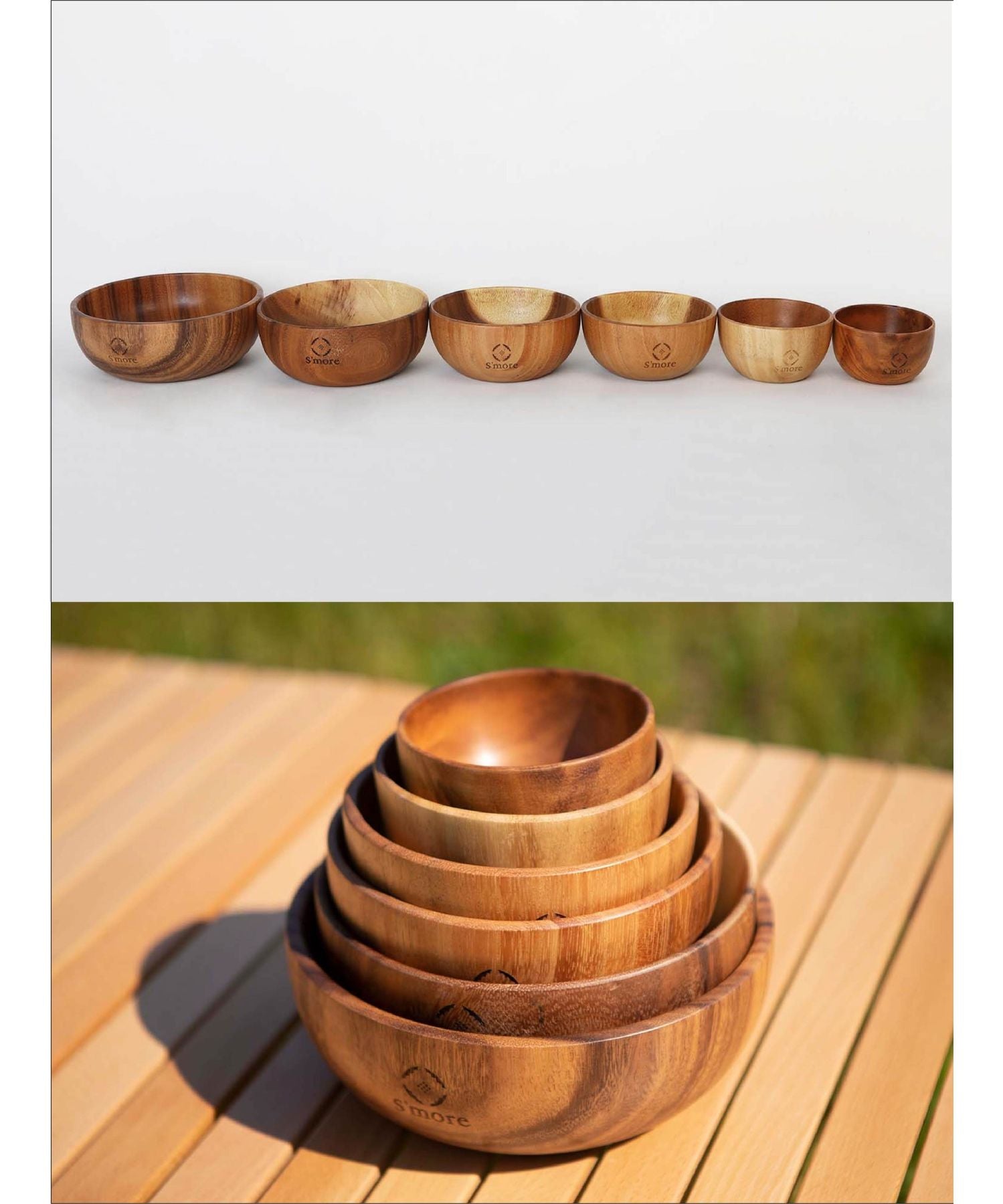 S'more S'more 【smore】S'more / Jenga Bowl 18×7.5cm Wooden Tableware Salad Bowl