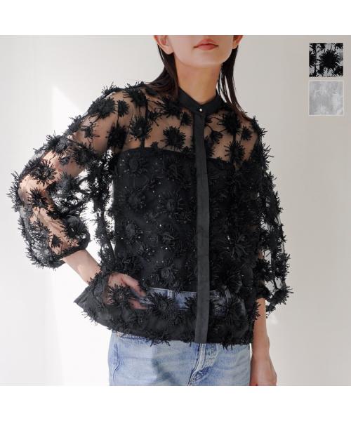トラッゾドンナ TORRAZZO DONNA TORRAZZO DONNA ブラウス 6250-565 フリンジ スパンコール （05/WHITE/ホワイト） 05/WHITE/ホワイト
