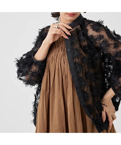 トラッゾドンナ TORRAZZO DONNA TORRAZZO DONNA ブラウス 6250-565 フリンジ スパンコール （05/WHITE/ホワイト） 05/WHITE/ホワイト