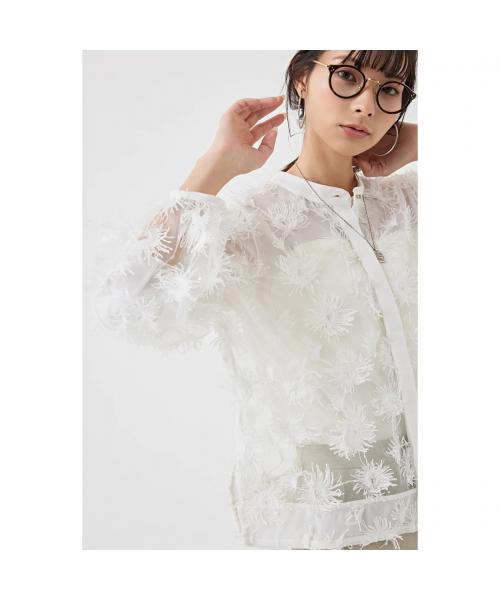 トラッゾドンナ TORRAZZO DONNA TORRAZZO DONNA ブラウス 6250-565 フリンジ スパンコール （05/WHITE/ホワイト） 05/WHITE/ホワイト