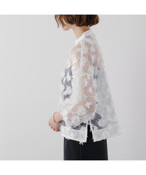 トラッゾドンナ TORRAZZO DONNA TORRAZZO DONNA ブラウス 6250-565 フリンジ スパンコール （05/WHITE/ホワイト） 05/WHITE/ホワイト