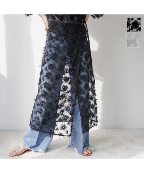 トラッゾドンナ TORRAZZO DONNA TORRAZZO DONNA ラップスカート 6250-562 フリンジ スパンコール （19/BLACK） 19/BLACK