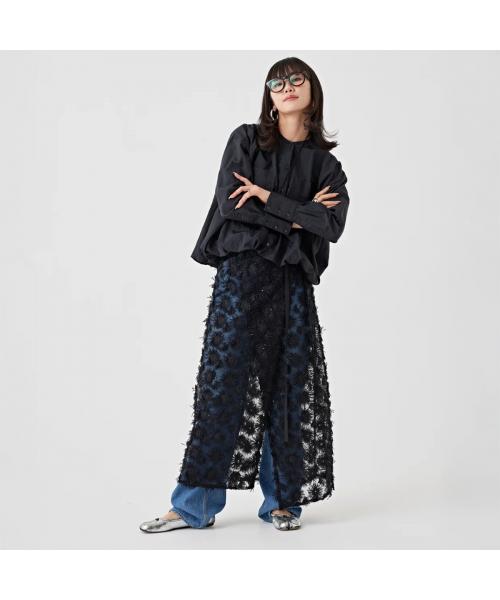 トラッゾドンナ TORRAZZO DONNA TORRAZZO DONNA ラップスカート 6250-562 フリンジ スパンコール （19/BLACK） 19/BLACK