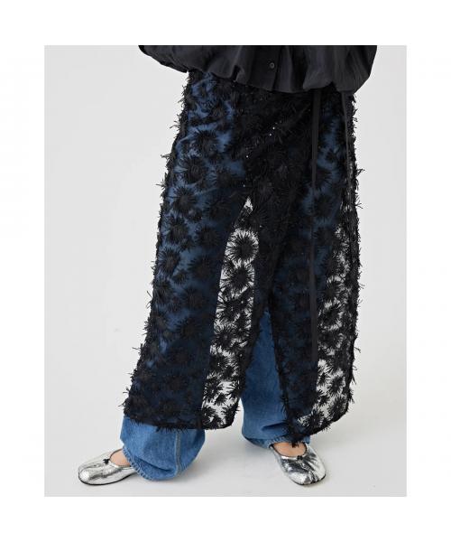 トラッゾドンナ TORRAZZO DONNA TORRAZZO DONNA ラップスカート 6250-562 フリンジ スパンコール （19/BLACK） 19/BLACK