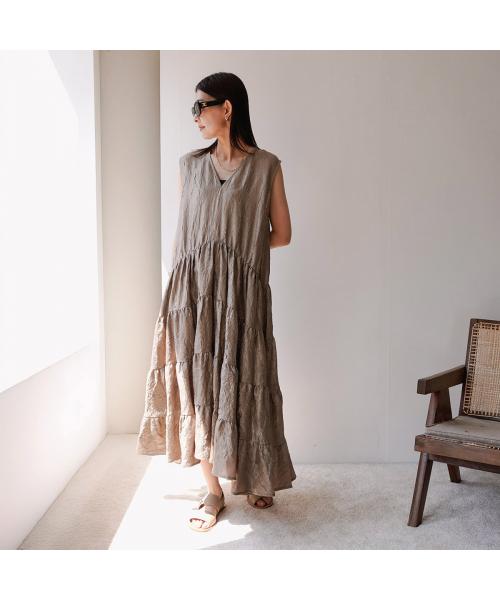 トラッゾドンナ TORRAZZO DONNA TORRAZZO DONNA ワンピース 6251-322 Vネック ノースリーブ （29/KHAKI） 29/KHAKI