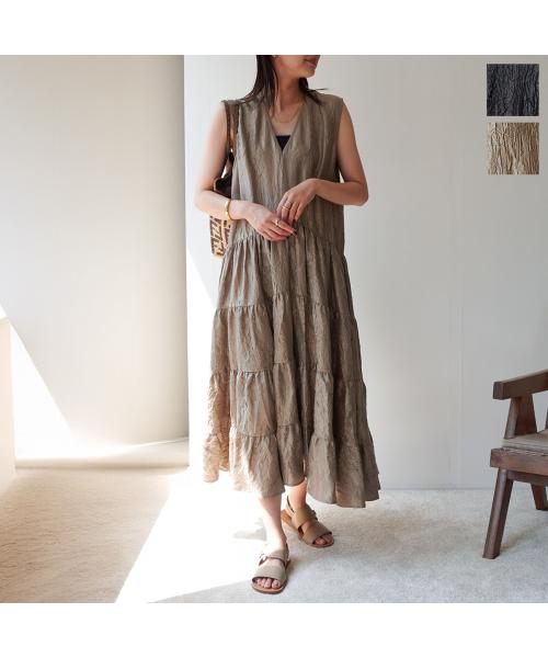 トラッゾドンナ TORRAZZO DONNA TORRAZZO DONNA ワンピース 6251-322 Vネック ノースリーブ （29/KHAKI） 29/KHAKI