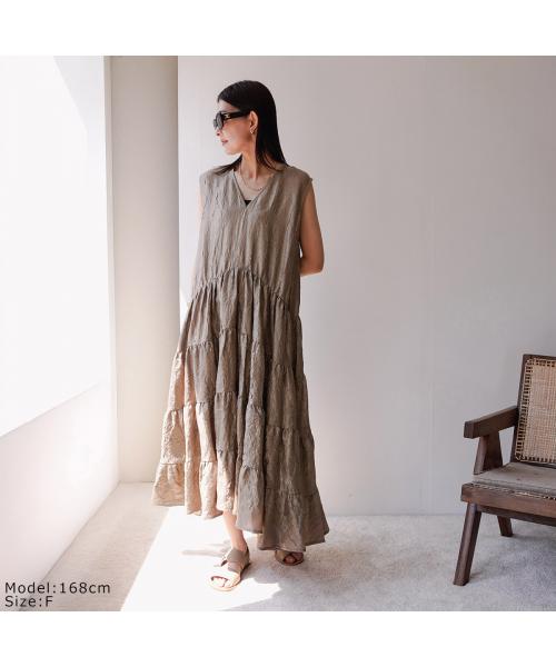トラッゾドンナ TORRAZZO DONNA TORRAZZO DONNA ワンピース 6251-322 Vネック ノースリーブ （29/KHAKI） 29/KHAKI