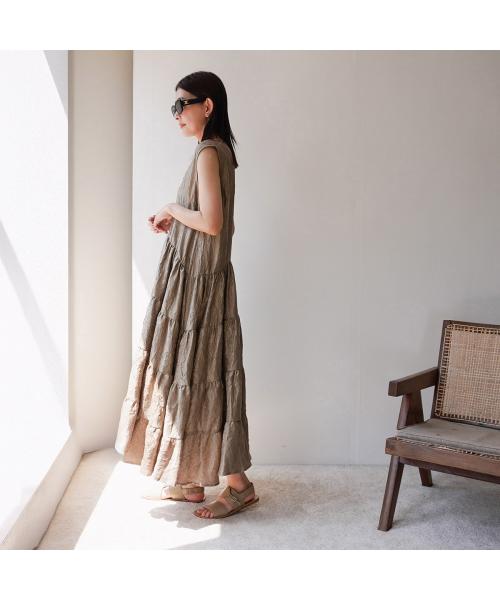 トラッゾドンナ TORRAZZO DONNA TORRAZZO DONNA ワンピース 6251-322 Vネック ノースリーブ （29/KHAKI） 29/KHAKI