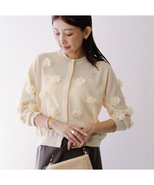 トラッゾドンナ TORRAZZO DONNA TORRAZZO DONNA カーディガン 6260-381 フラワーモチーフ （41/L-BEIGE） 41/L-BEIGE
