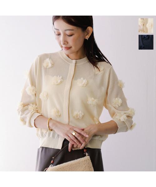 トラッゾドンナ TORRAZZO DONNA TORRAZZO DONNA カーディガン 6260-381 フラワーモチーフ （41/L-BEIGE） 41/L-BEIGE