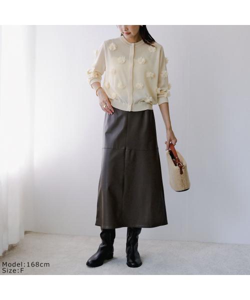 トラッゾドンナ TORRAZZO DONNA TORRAZZO DONNA カーディガン 6260-381 フラワーモチーフ （41/L-BEIGE） 41/L-BEIGE