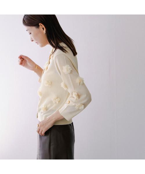 トラッゾドンナ TORRAZZO DONNA TORRAZZO DONNA カーディガン 6260-381 フラワーモチーフ （41/L-BEIGE） 41/L-BEIGE