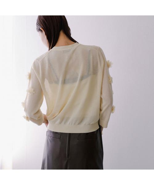 トラッゾドンナ TORRAZZO DONNA TORRAZZO DONNA カーディガン 6260-381 フラワーモチーフ （41/L-BEIGE） 41/L-BEIGE