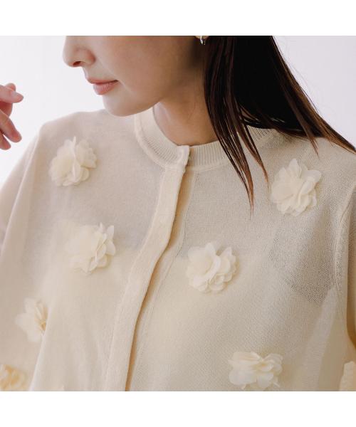 トラッゾドンナ TORRAZZO DONNA TORRAZZO DONNA カーディガン 6260-381 フラワーモチーフ （41/L-BEIGE） 41/L-BEIGE