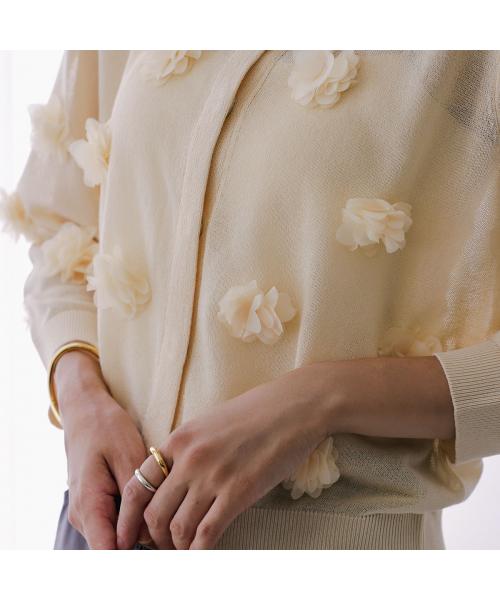 トラッゾドンナ TORRAZZO DONNA TORRAZZO DONNA カーディガン 6260-381 フラワーモチーフ （41/L-BEIGE） 41/L-BEIGE