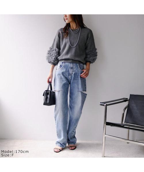トラッゾドンナ TORRAZZO DONNA TORRAZZO DONNA カーディガン 6262-467 ニット ファー （13/GRAY） 13/GRAY