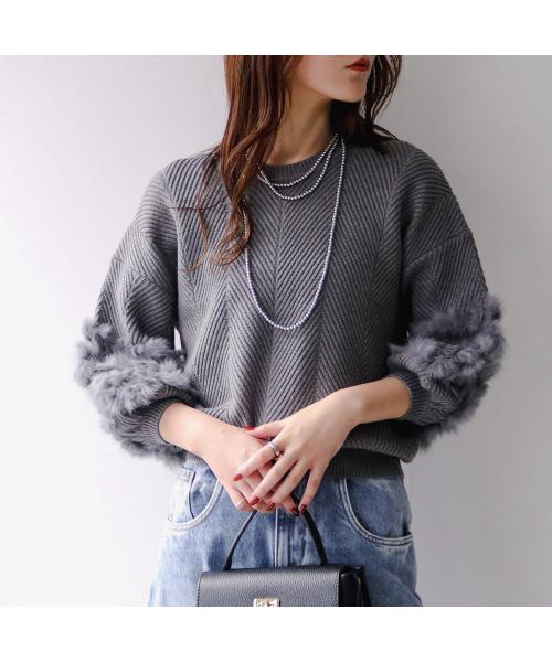 トラッゾドンナ TORRAZZO DONNA TORRAZZO DONNA カーディガン 6262-467 ニット ファー （13/GRAY） 13/GRAY