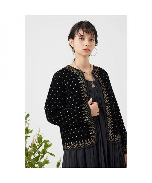 トラッゾドンナ TORRAZZO DONNA TORRAZZO DONNA  刺繍ジャケット 6261-354 ヴィンテージ調 （19/BLACK/ブラック） 19/BLACK/ブラック