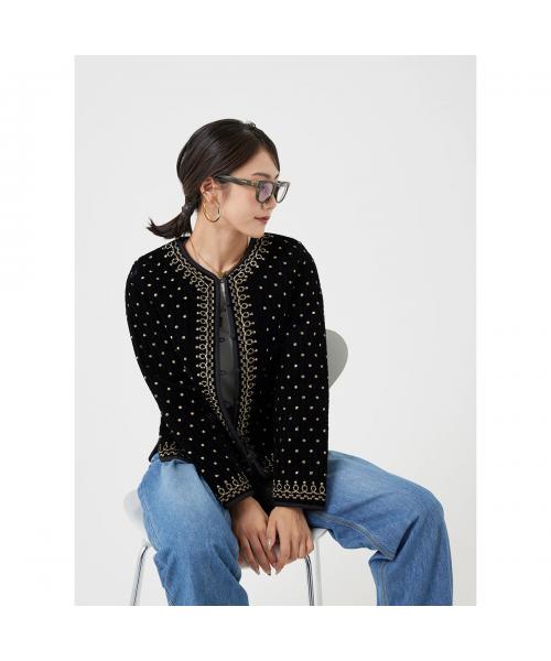 トラッゾドンナ TORRAZZO DONNA TORRAZZO DONNA  刺繍ジャケット 6261-354 ヴィンテージ調 （19/BLACK/ブラック） 19/BLACK/ブラック