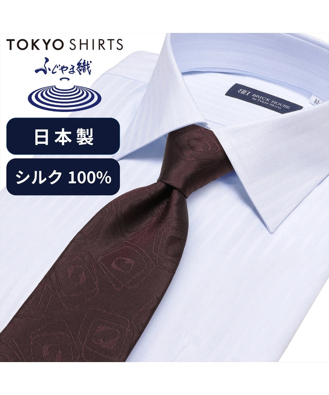 トーキョーシャツ TOKYO SHIRTS ネクタイ 日本製 絹100% ふじやま織 ビジネス フォーマル （エンジ） エンジ