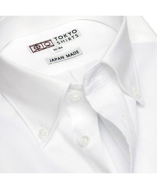 トーキョーシャツ TOKYO SHIRTS 【国産しゃれシャツ】 ボタンダウン 長袖 形態安定 綿100% ピンオックス織り （シロ） シロ