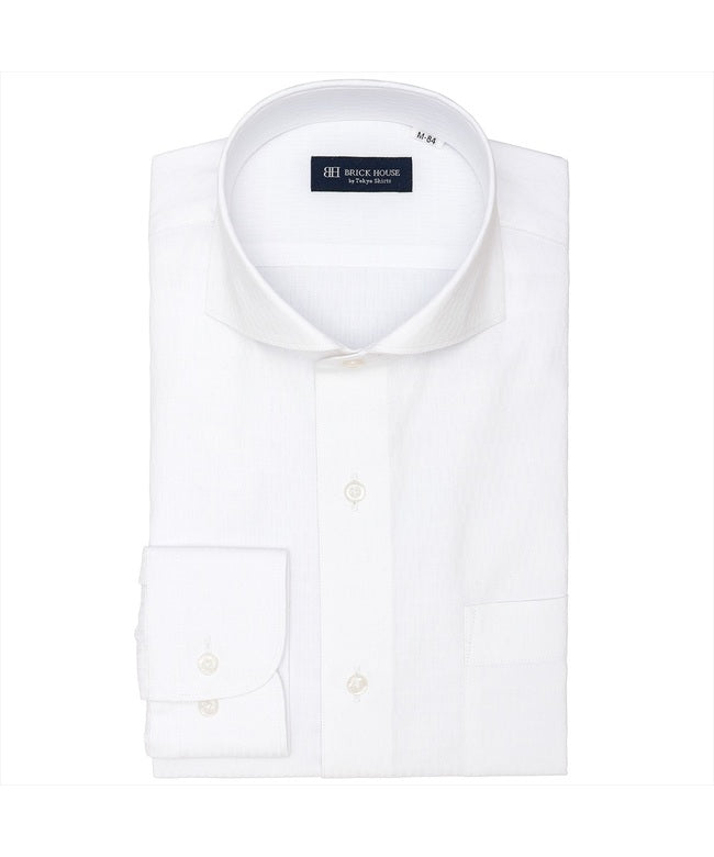 トーキョーシャツ TOKYO SHIRTS 【透け防止】 ホリゾンタルワイド 長袖 形態安定 ワイシャツ （ホワイト） ホワイト