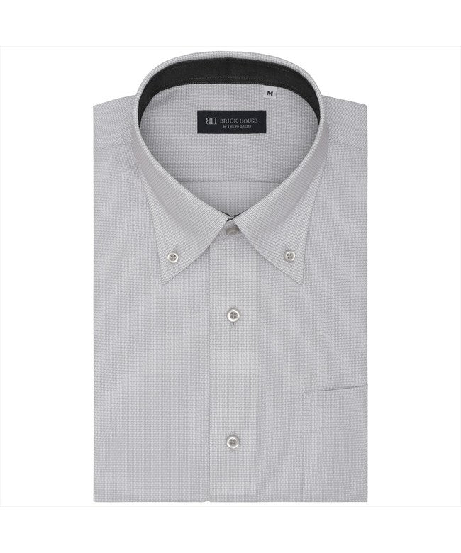 トーキョーシャツ TOKYO SHIRTS 【吸水速乾】 ボタンダウン 半袖 形態安定 ワイシャツ （グレー） グレー