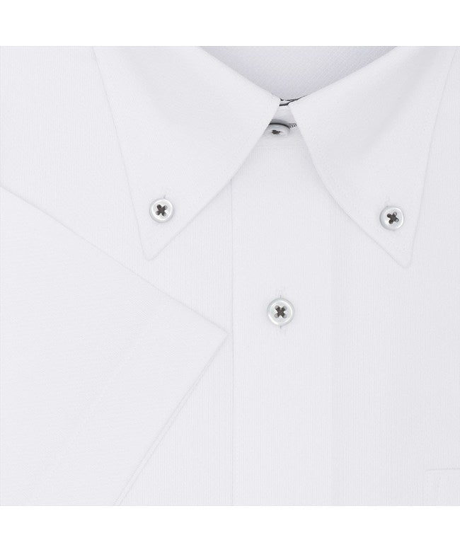 トーキョーシャツ TOKYO SHIRTS 【ストレッチ・大きいサイズ】 ボタンダウン 半袖 形態安定 ニットシャツ （ホワイト） ホワイト