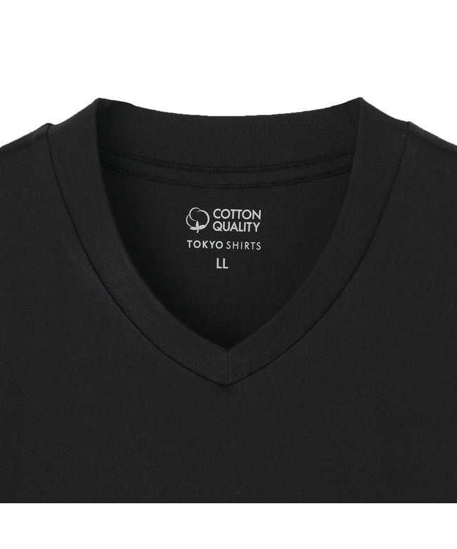 トーキョーシャツ TOKYO SHIRTS 【シャツ屋仕立てのTシャツ】 Vネック Tシャツ 半袖 ビジネス オフィスカジュアル （ブラック） ブラック