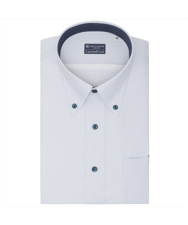 トーキョーシャツ TOKYO SHIRTS 【Layered Cool】 ボタンダウン 半袖 形態安定 ワイシャツ （ブルー） ブルー