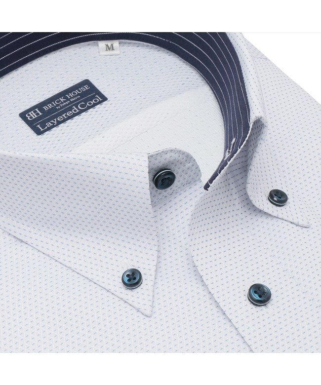 トーキョーシャツ TOKYO SHIRTS 【Layered Cool】 ボタンダウン 半袖 形態安定 ワイシャツ （ブルー） ブルー
