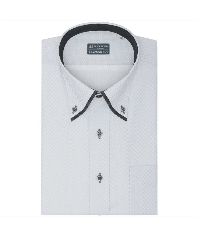 トーキョーシャツ TOKYO SHIRTS 【Layered Cool】 ボタンダウン 半袖 形態安定 ワイシャツ （グレー） グレー